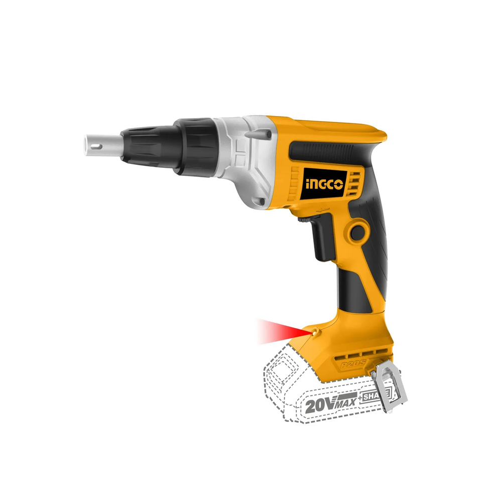 Аккумуляторный шуруповерт для гипсокартона INGCO CDSLI2042006 INDUSTRIAL 20 В 30 Нм