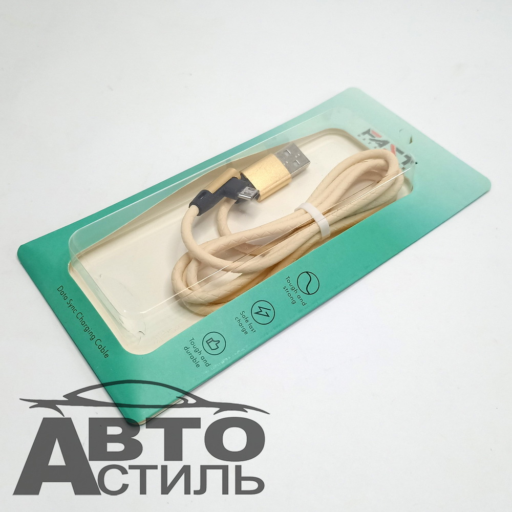 Шнур USB - micro USB  2,0Ам угловой под кожу М5 184089