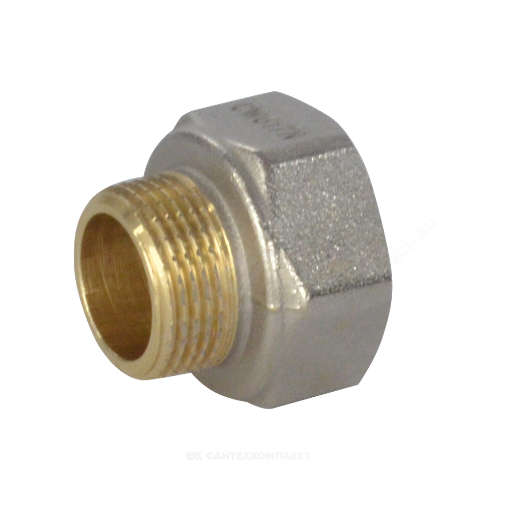 Переход латунь никель реборда Ду 40х20 (1 1/2"х3/4") ВР/НР 9021 ГОСТ 32585-2013 Aquasfera 9021-07