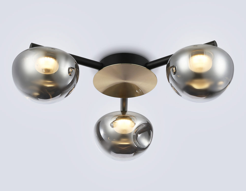 Светильник светодиодный потолочный LH12006/3 BK/GD/SM черный/золото/дымчатый 18W 3000K D640*170