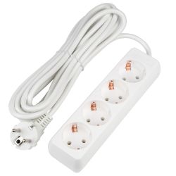 S-GCU4-5 WHITE Удлинитель серии Ultra. шнур 5м.. 4 гнезда. 16A. с-з. Белый. TM Uniel