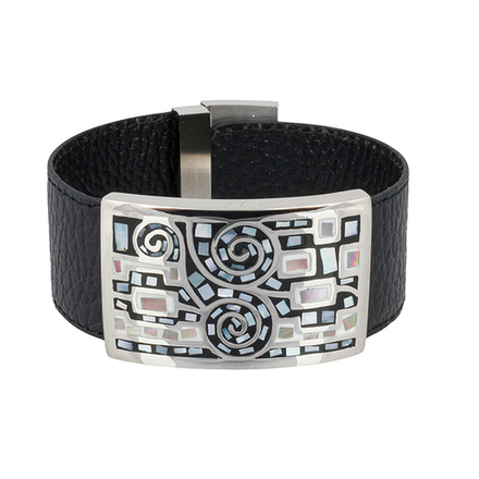 Браслет Fiore Luna на кожаном черном ремешке CB01319-7 BW/S