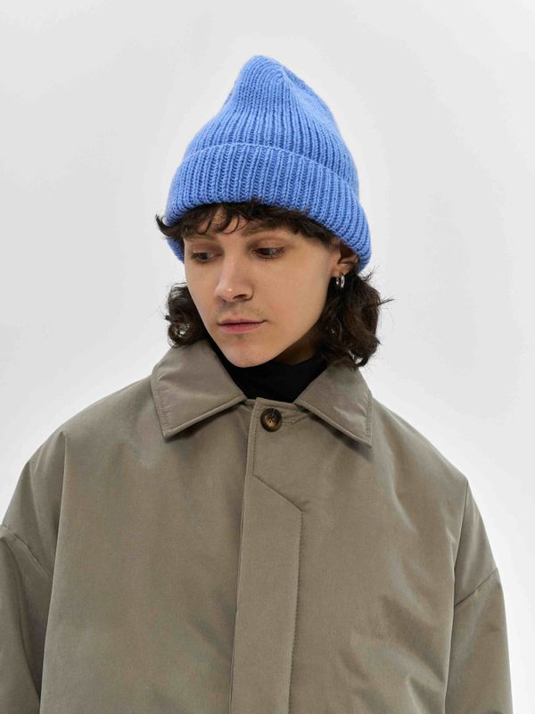 Шапка Бини Вязаная голубая - фото 3