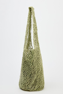 ZARA ПЛЕТЕНАЯ СУМКА-ШОПЕР, ЗЕЛЕНЫЙ