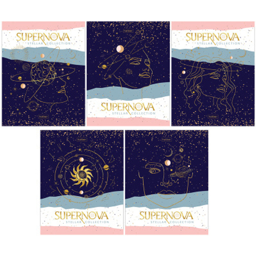 Тетрадь 48л., А5, клетка Hatber "Supernova", матовая ламинация, 3D-фольга