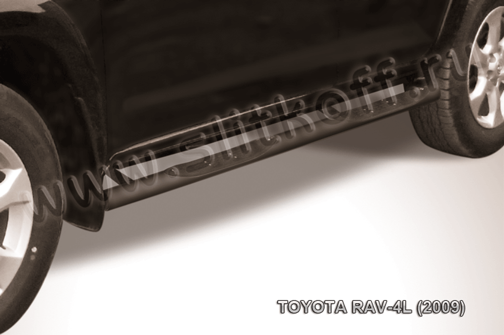 Пороги стальные Toyota Rav-4 L (2005-2010) d76 с проступями (серебристые)