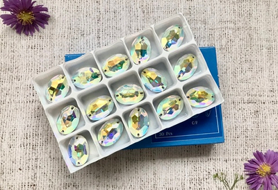 Стразы пришивные "Asfour Crystal" №505 AB, 2,4х1,5 см