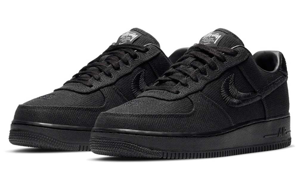 Stussy x Nike Air Force 1 Low "Triple Black" Anti-Slip Low Panel Shoes