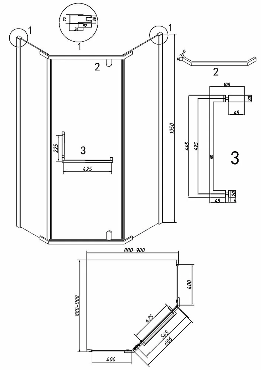 Душевой уголок Grossman Pragma 302.K33.03.9090.21.00 90x90 стекло прозрачное/профиль черный матовый