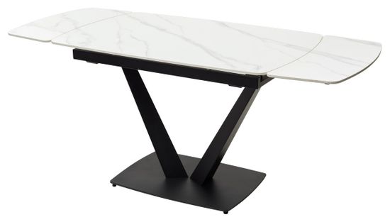 Стол ALATRI 120 MATT WHITE MARBLE SOLID CERAMIC / BLACK
