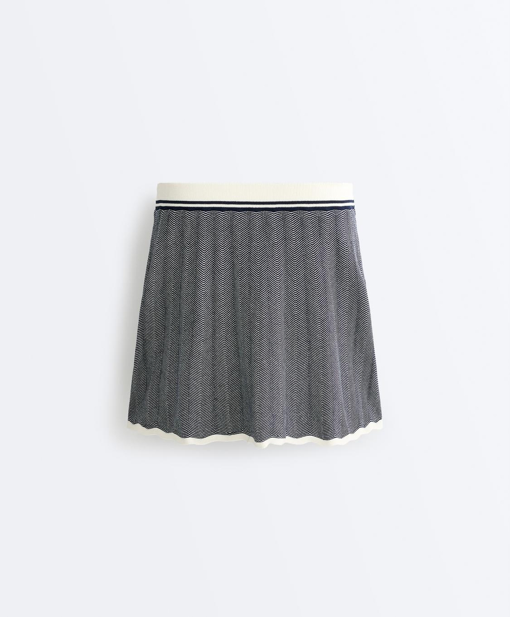 Oysho Трикотажная юбка в складку и елочку, темно-синий