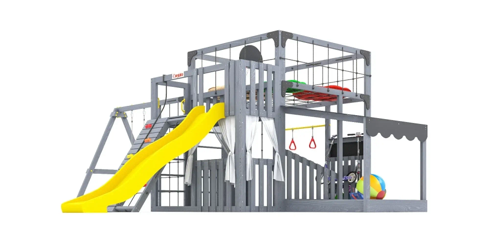 Детская площадка Савушка КУБ-5 (Серый) с подушками