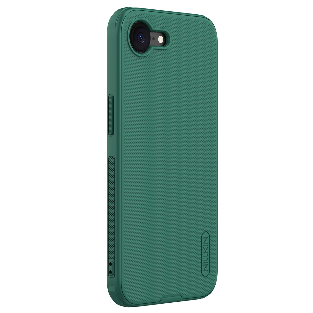Усиленный чехол зеленого цвета (Dark Green) от Nillkin для iPhone 16e, серия Super Frosted Shield Pro