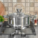 Кастрюля 3,5л нерж со стеклянной крышкой, ТРС