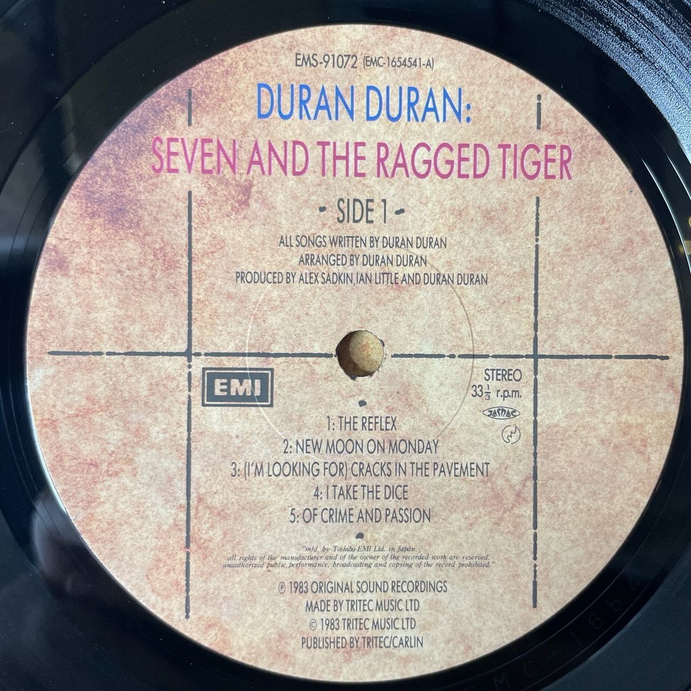 Винтажная виниловая пластинка LP Duran Duran Seven And The Ragged Tiger (Japan 1983) (Obi, Poster)