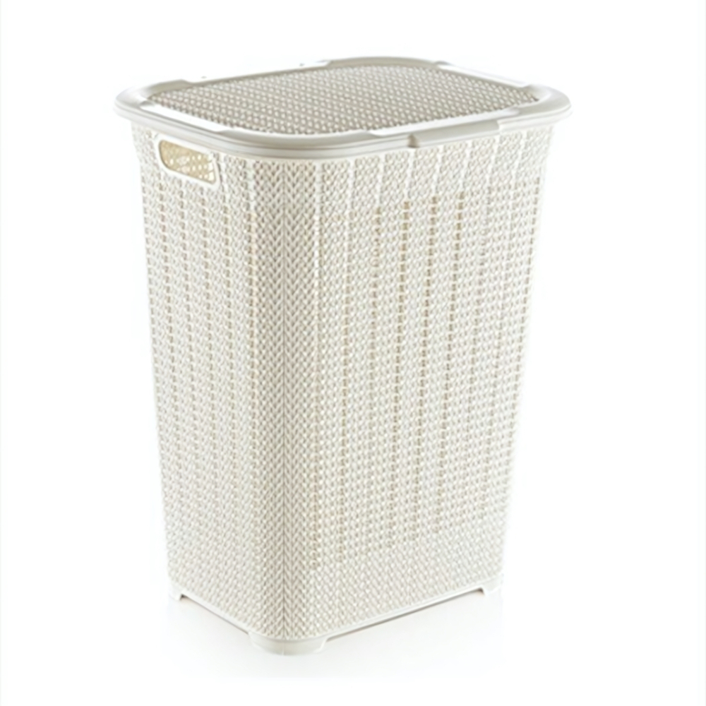 Корзина для белья вязаный узор 50л белый