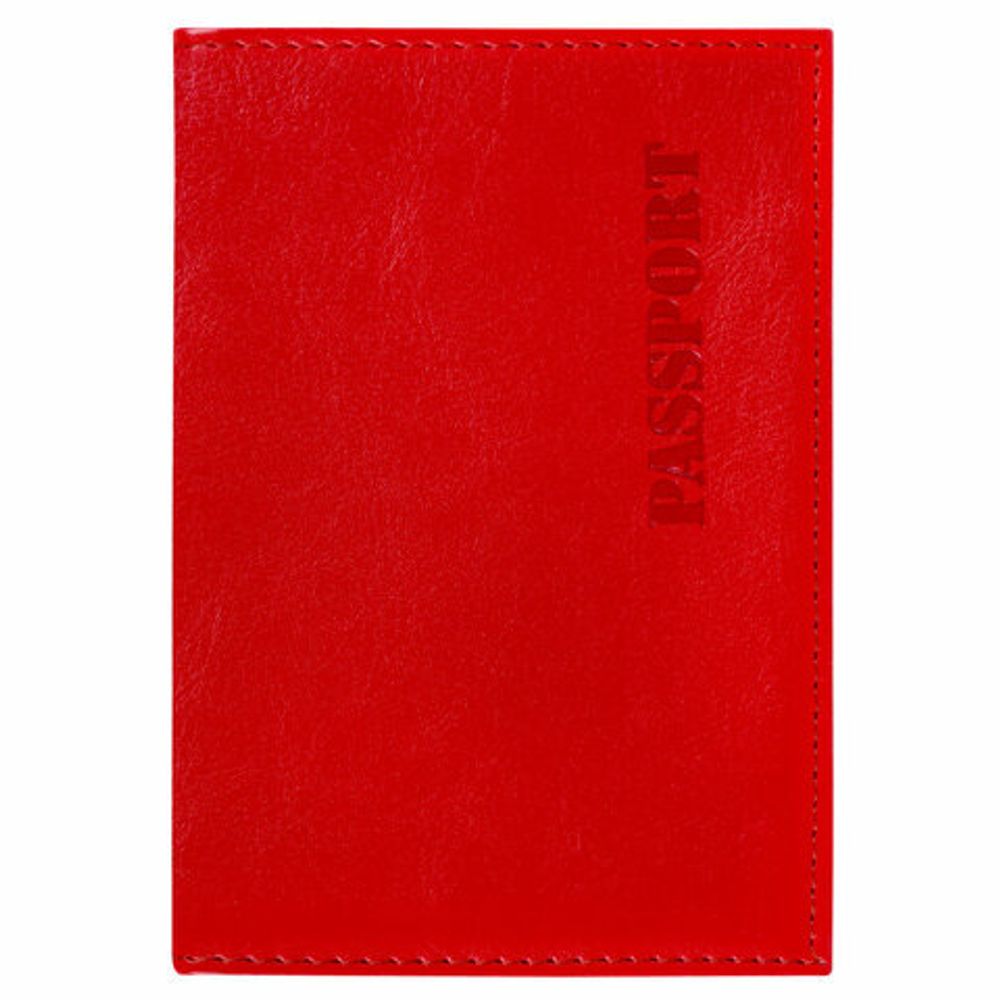 Обложка для паспорта экокожа, мягкая вставка изолон, "PASSPORT", красная, STAFF "Profit", 238408