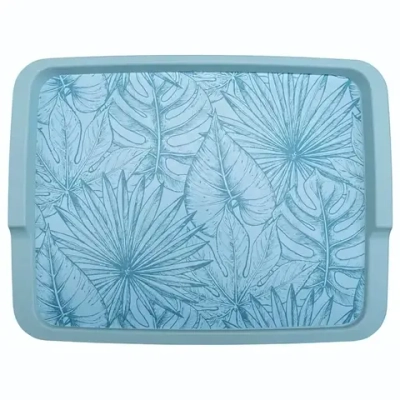Поднос пластиковый 42,5*32*2,2см светло-голубой