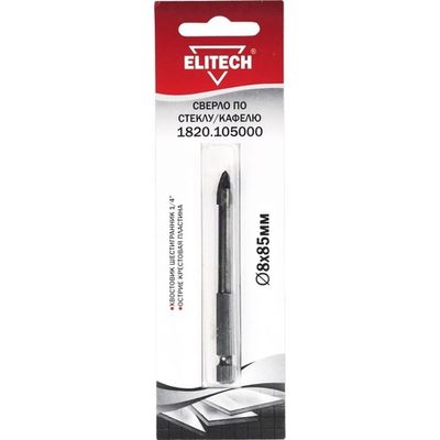 Сверло ELITECH по стеклу и кафелю 8*85мм HEX1/4"   1820.105000