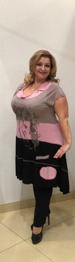 Летняя комбинированная туника-платье с крупным рисунком