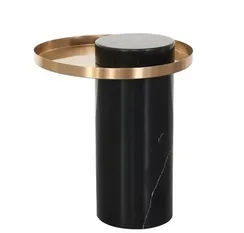 Журнальный столик Melba, Ø42х53 см, черный мрамор, золото