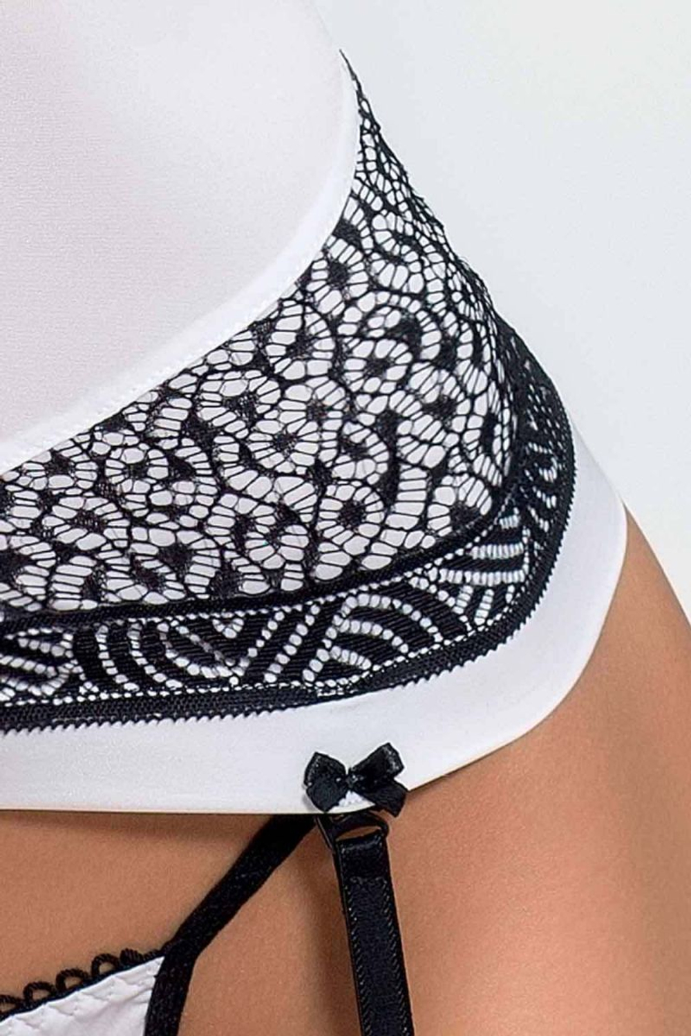 Роскошный корсаж с лифом на косточках Suelo (Размер: XXL-XXXL) (Цвет: белый с черным)