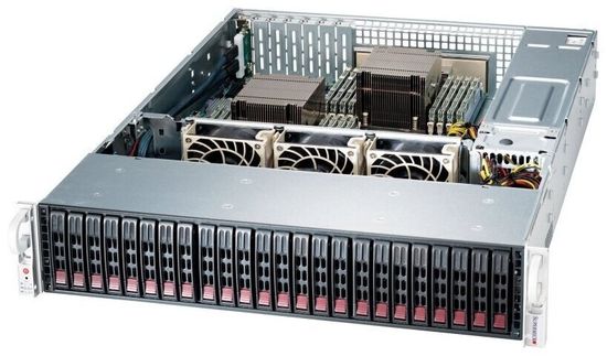Сервер Supermicro SuperStorage 2029P-E1CR24H без процессора/без ОЗУ/без накопителей/количество отсеков 2.5" hot swap: 26/1200 Вт/LAN 10 Гбит/c