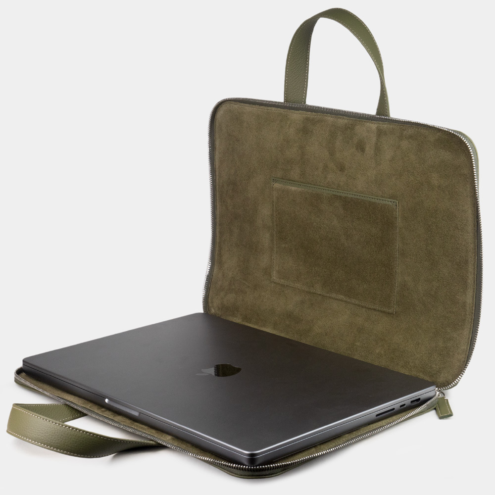Сумка для MacBook Pro 16 - 17 из кожи теленка, зеленого цвета