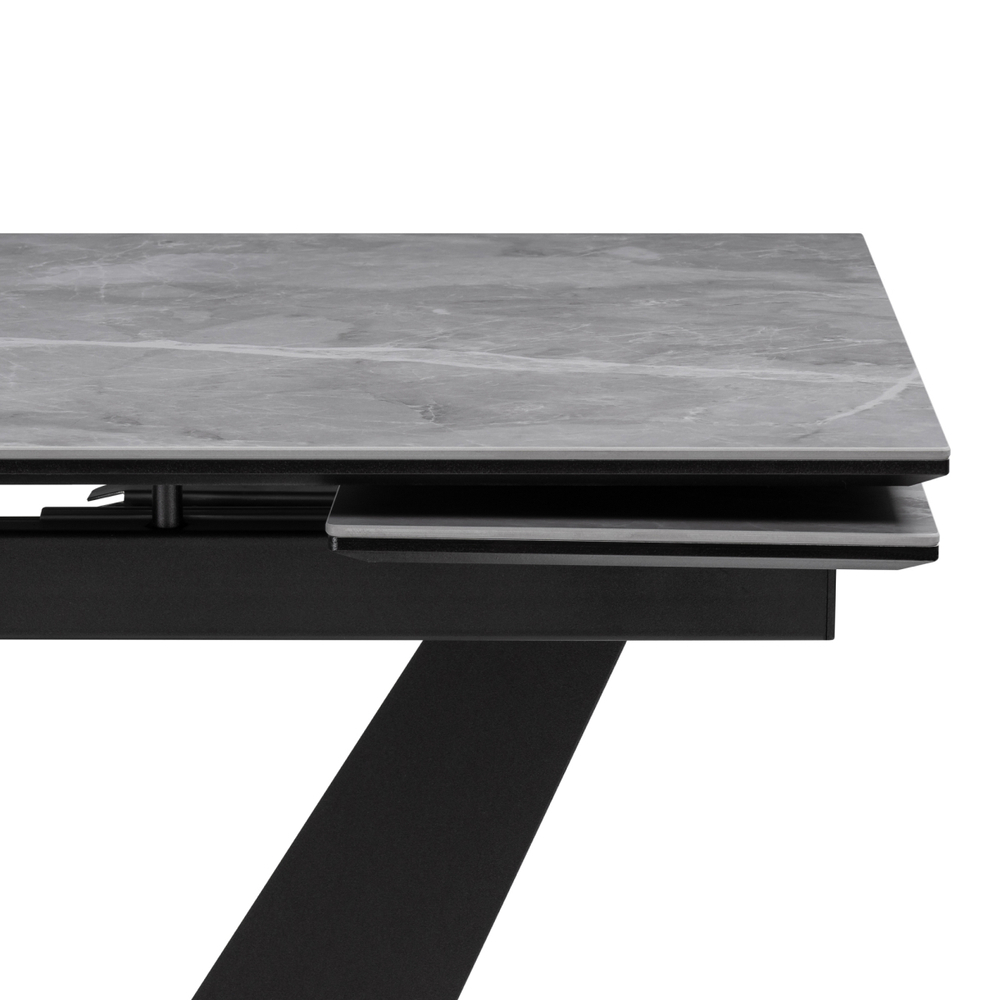 Керамический стол Woodville Кели 140(200)х80х76 серый мрамор, черный
