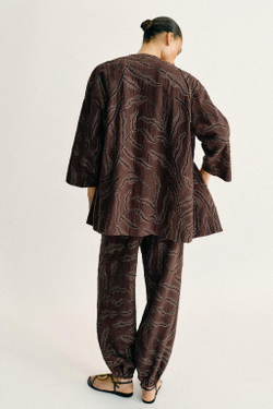 ZARA КИМОНО С ПАЙЕТКАМИ И БЛЕСТЯЩЕЙ НИТЬЮ, КОРИЧНЕВЫЙ
