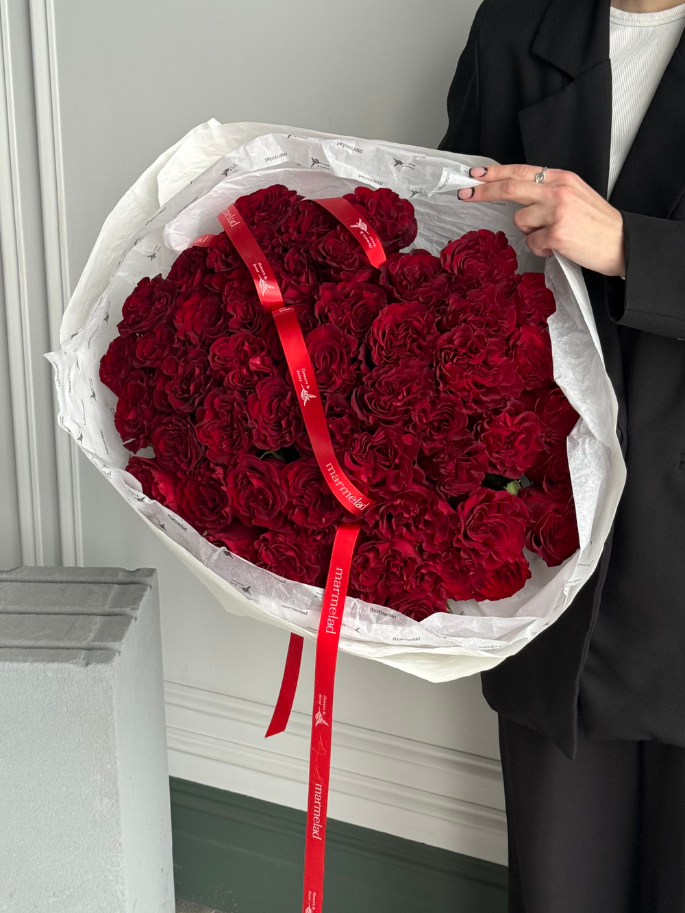 Букет из красной розы ХЕРТС 51 шт