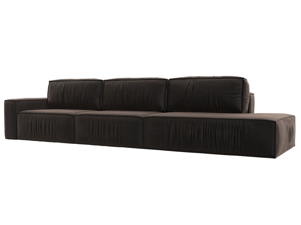 Диван прямой Прага Модерн Лонг подлокотник слева, Коричневый, Велюр, 121742L