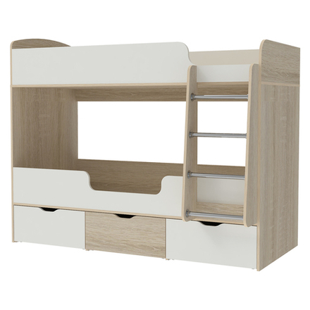 Кровать двухъярусная КарИВи Малыш Двойняшка 80х180 Дуб Сонома Белый