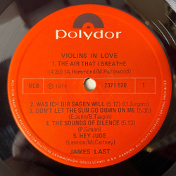Винтажная виниловая пластинка LP James Last Джеймс Ласт Violins In Love (Germany 1974)