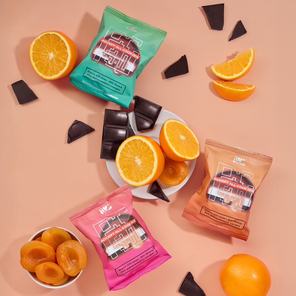 Микс печенья с джемом 3шт Шоколад, Апельсин, Абрикос