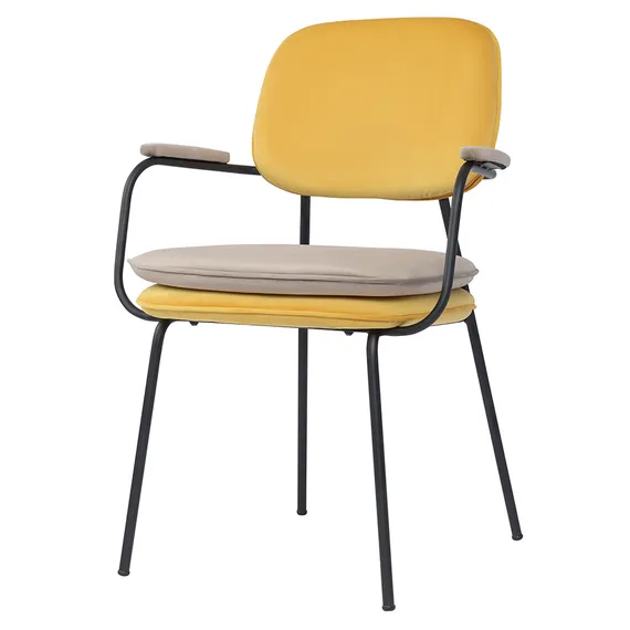 Стул с подлокотниками pea, велюр, желтый/бежевый