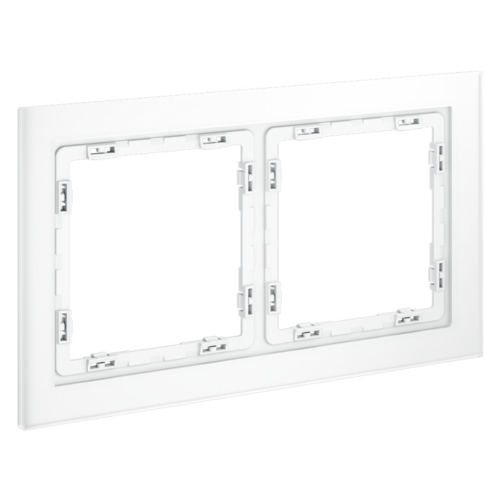 Рамка стеклянная VOLTUM S70 на 2 поста, (белый,матовый,стекло)