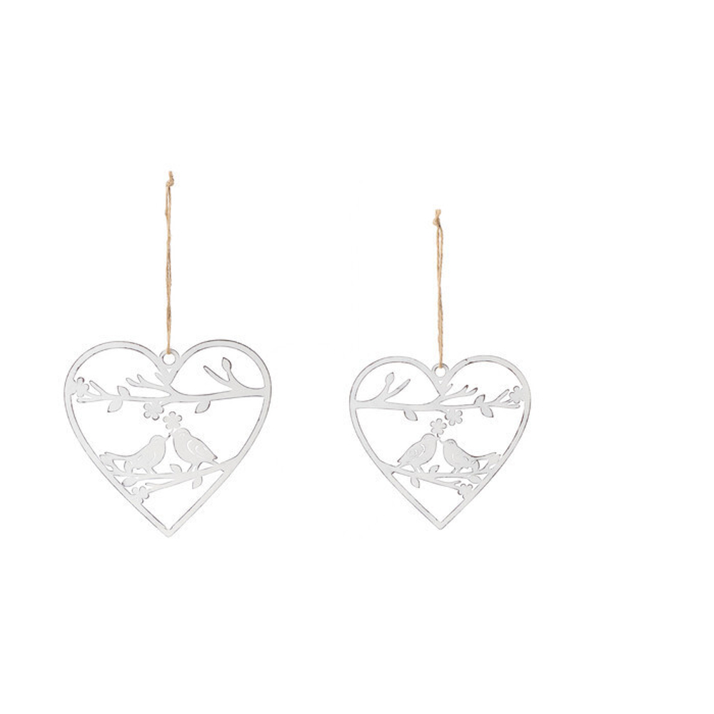 Набор из 2-х шт. декор подвесной "Птички в сердце" 14,5/17,5см