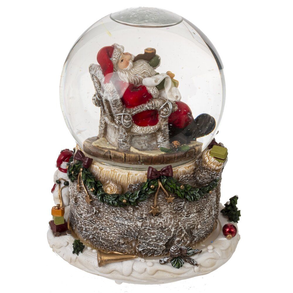 GAEM Фигурка декор в стекл шаре "Дед Мороз" (подсвет, муз и движ 3xAAA н/п) D9,5 см, L12,5 W12,5 H15,5 см