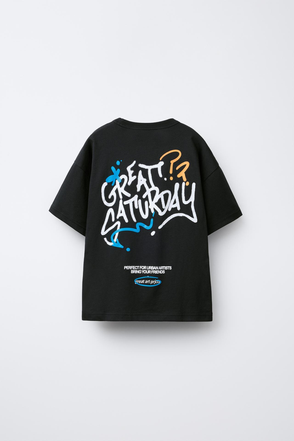 ZARA ФУТБОЛКА С НАДПИСЬЮ В СТИЛЕ ГРАФФИТИ, ЧЕРНЫЙ