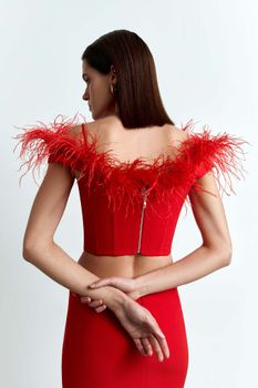 Корсетный топ с перьями