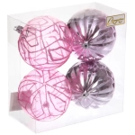 Набор шаров «Волшебные узоры « 8 см (в наборе 4 шт), Розовый