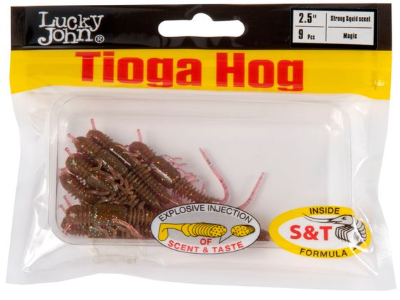 Виброхвосты съедобные LJ Pro Series TIOGA HOG 2.5in (6,35 см), цв. S14, 9 шт.