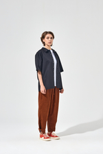 Рубашка унисекс с отложным воротником черная, короткий рукав