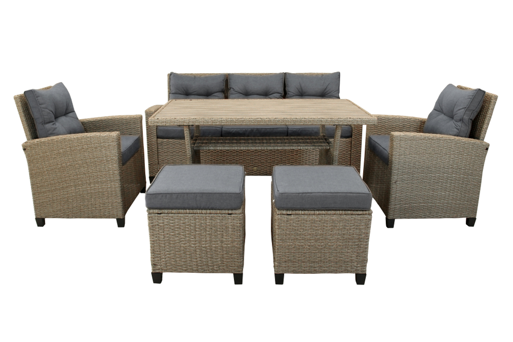 Набор мебели Garden Story Морис 2 уп.(ротанг серый, подушки серые)