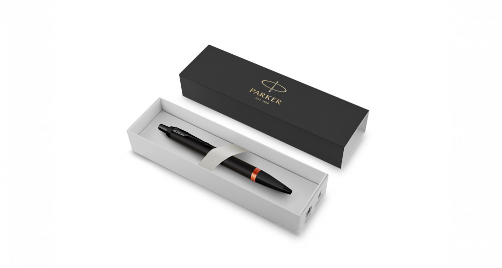 Шариковая ручка Parker IM Vibrant Rings Flame Orange, стержень: Mblue, в подарочной упаковке.