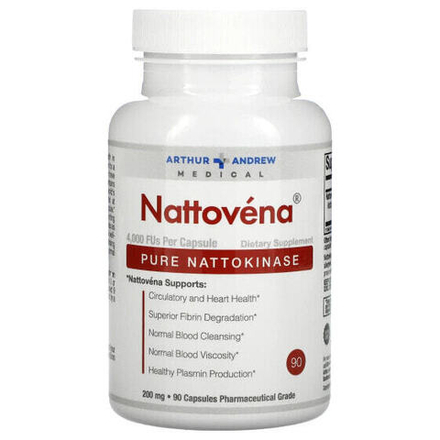 Для пищеварительной системы Arthur Andrew Medical, Nattovena, чистая наттокиназа, 200 мг, 90 капсул