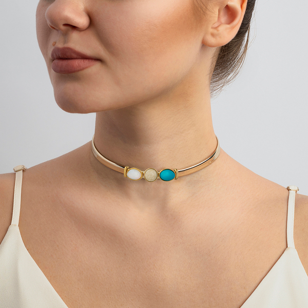 Чокер Possebon Amazonite Beige/Madre Azul/Opaline B0294.14.20.25 BW/BL/G