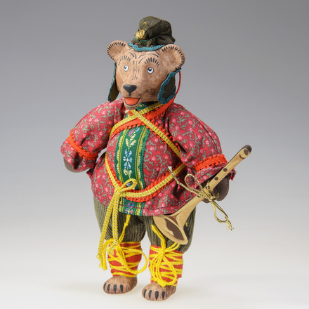 Ёлочная игрушка Медведь в колпаке с дудочкой