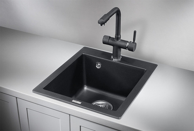 Granula 4201, ШВАРЦ (чёрный металлик), кухонная мойка, кварц